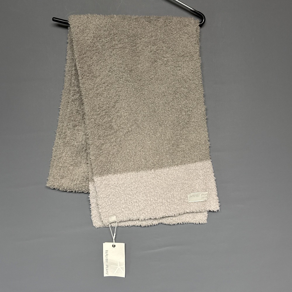 Barefoot Dreams women's CozyChic Heathered‎ Tipped Scarf Gray Pewter Oyster NWT